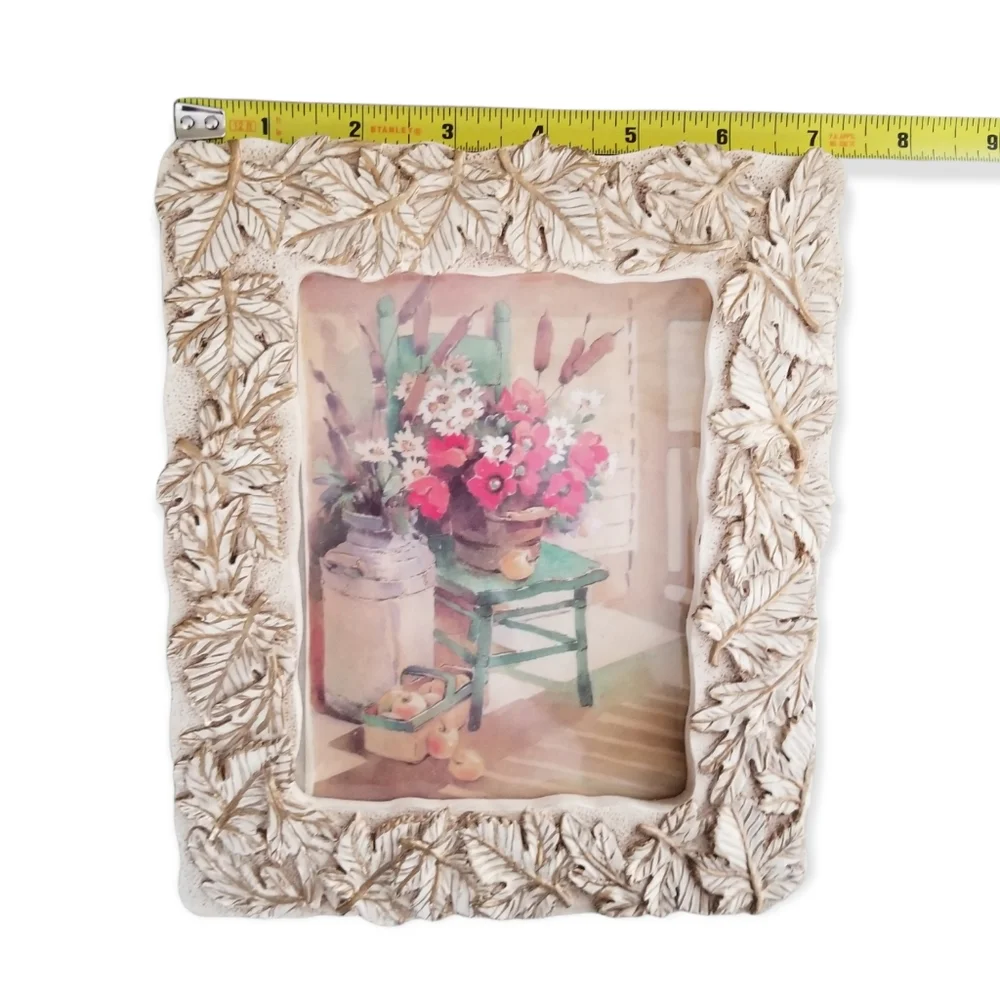 Vintage Greeting Card Gold Metallic Leaves 4.5